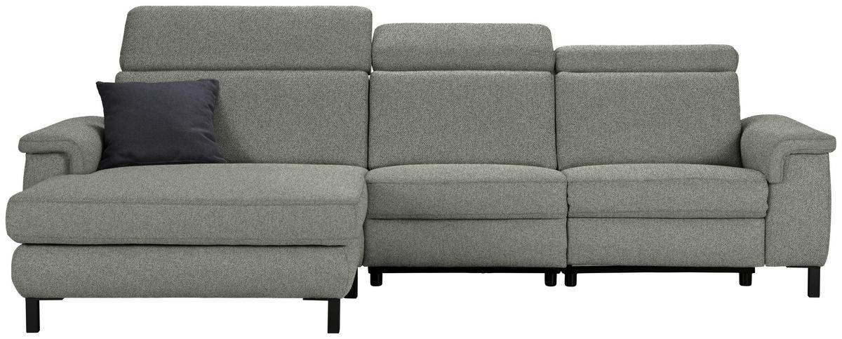 ECKSOFA Grün Flachgewebe Rücken echt, Kopfteilverstellung  - Schwarz/Grün, KONVENTIONELL, Textil/Metall (182/304cm) - Pure Home Comfort