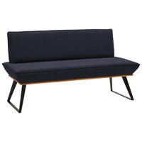 SITZBANK 140/87/64 cm Lederlook Schwarz, Eichefarben Eiche massiv  - Eichefarben/Schwarz, Design, Holz/Textil (140/87/64cm) - Voleo