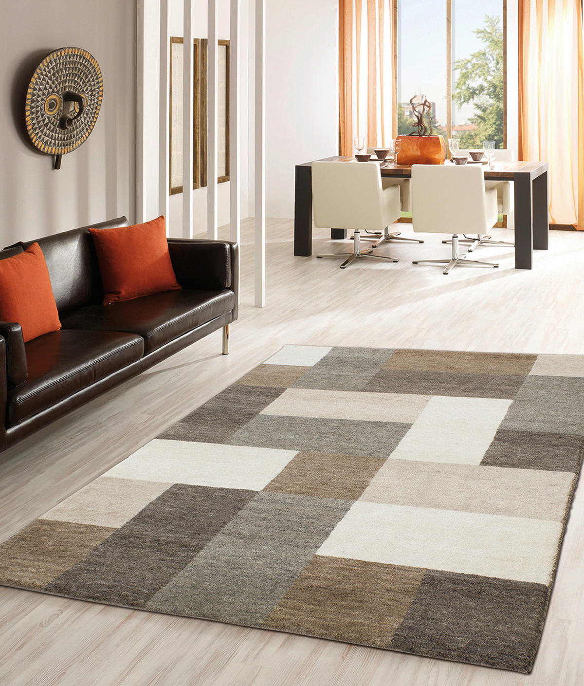 WOLLTEPPICH Wohnzimmer 120/180 cm Braun, Naturfarben, Beige rechteckig  - Beige/Braun, Design, Textil (120/180cm) - Cazaris