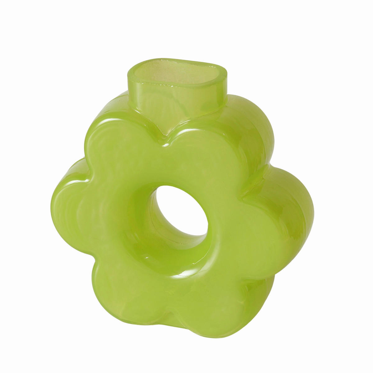 DEKOVASE  - Weiß/Grün, KONVENTIONELL, Glas (16/5,5/16cm)