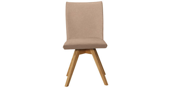 STUHL Lederlook, Mikrofaser Eichefarben, Beige Wildeiche massiv  - Eichefarben/Beige, KONVENTIONELL, Holz/Textil (60/91/61cm) - Moderano