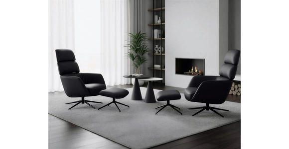 RELAXSESSELSET Webstoff Hocker, Kopfteilverstellung    - Schwarz/Grau, Design, Textil/Metall (73/110/87cm) - Dieter Knoll