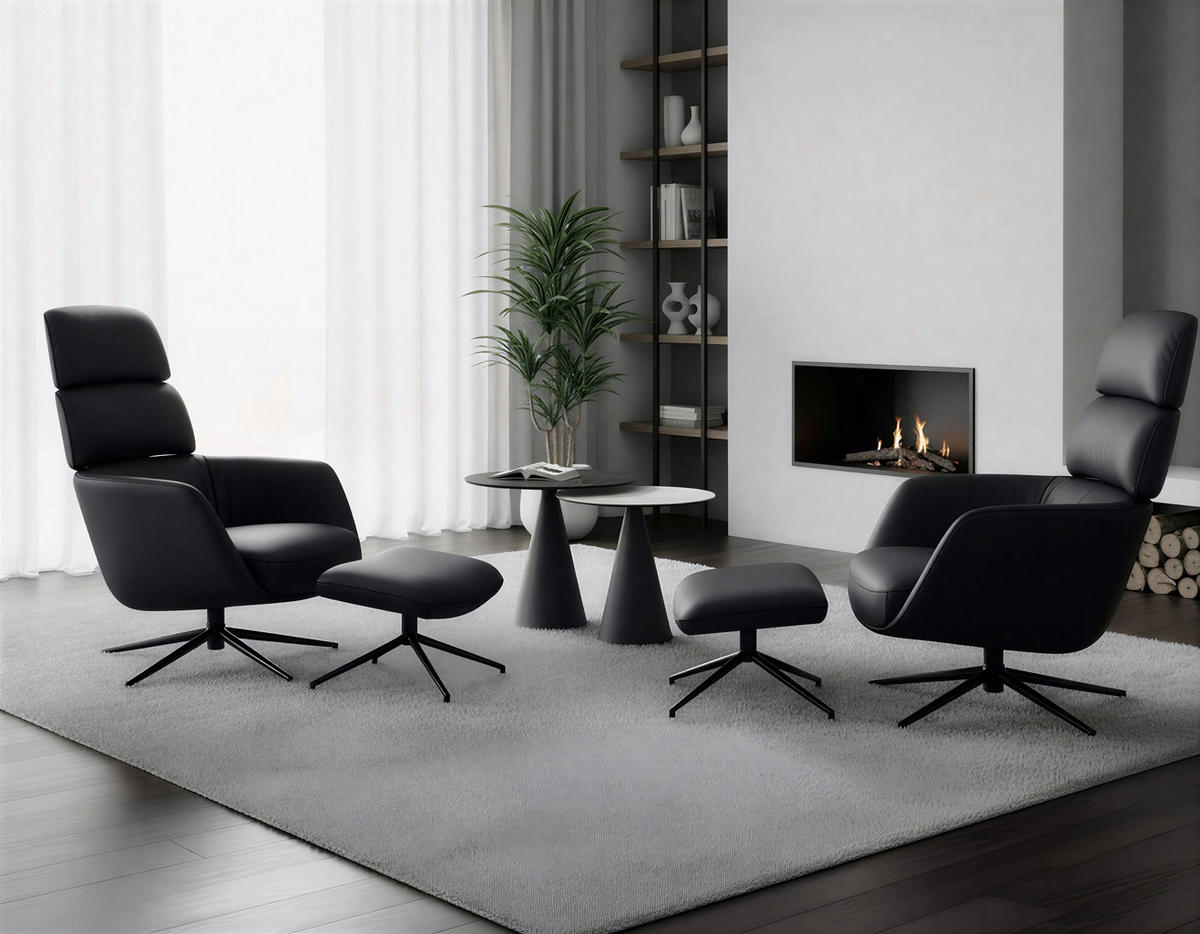 RELAXSESSELSET Webstoff Hocker, Kopfteilverstellung    - Schwarz/Grau, Design, Textil/Metall (73/110/87cm) - Dieter Knoll