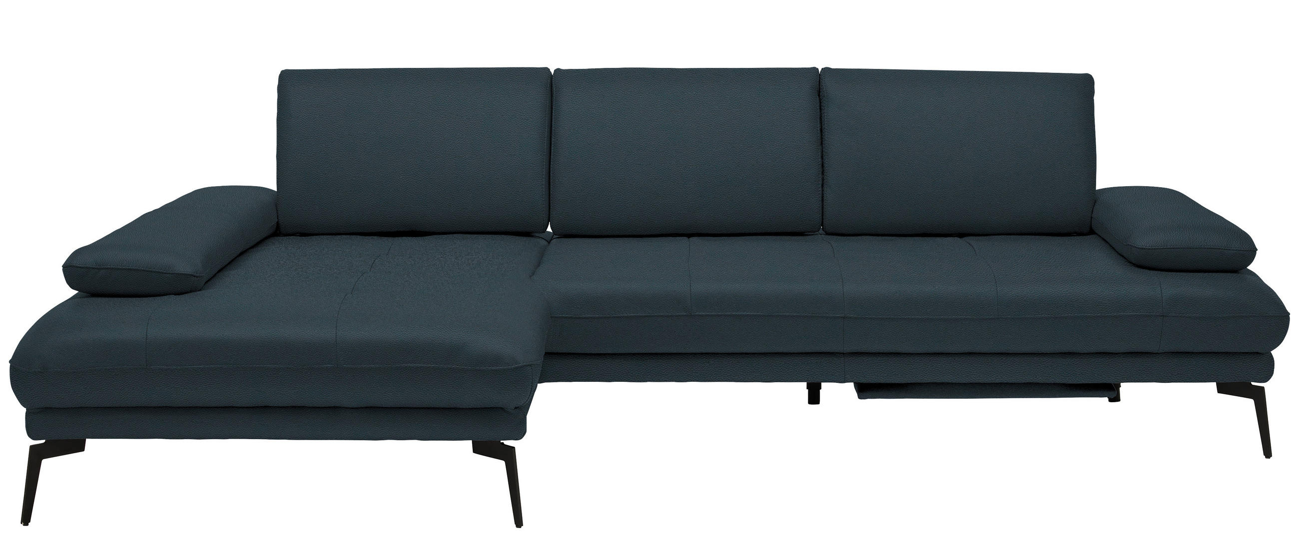 ECKSOFA Dunkelblau Echtleder  - Schwarz/Dunkelblau, Design, Leder/Metall (187/273cm) - Celina Home