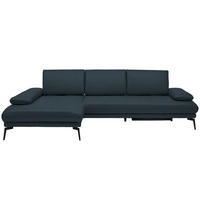 ECKSOFA in Echtleder Dunkelblau  187/273 cm  - Schwarz/Dunkelblau, Design, Leder/Metall (187/273cm) - Celina Home