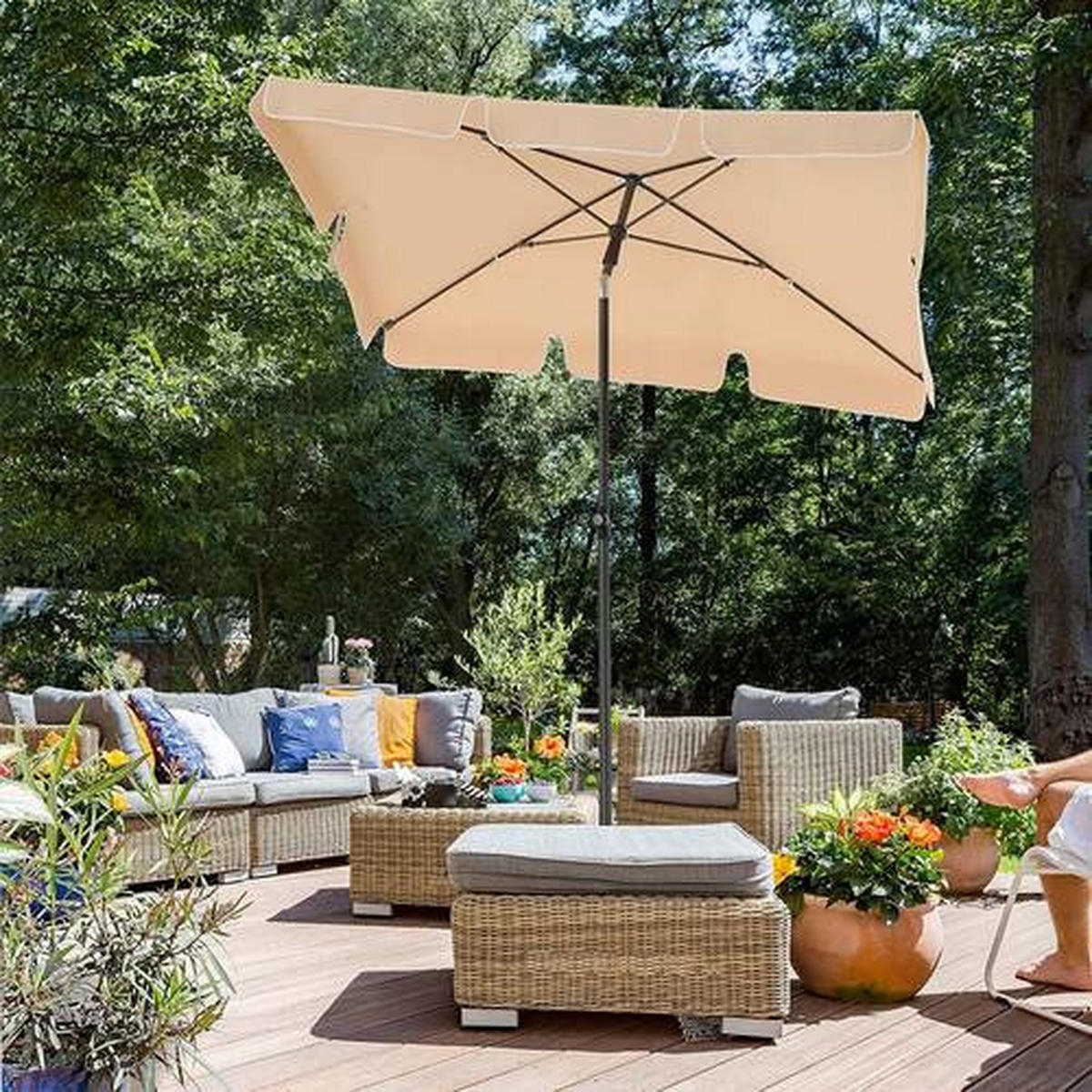 SONNENSCHIRM 180X125 cm Taupe  - Taupe/Schwarz, Basics, Textil/Metall (180/125cm) - Modante