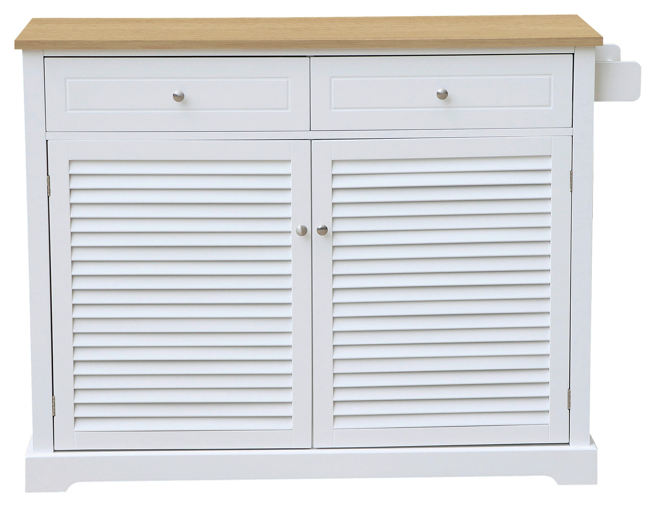 Thumbnail - Livetastic Kücheninsel, Weiß, Eiche Artisan, Metall, Uni, 2 Schublade(n) Schubladen, einzeln stellbar, 117x93x63 cm, Küc...