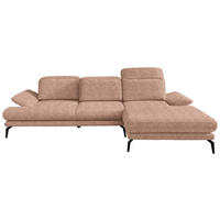 ECKSOFA Webstoff Hellbraun  - Hellbraun/Schwarz, Design, Textil/Metall (289/180cm) - Stylife