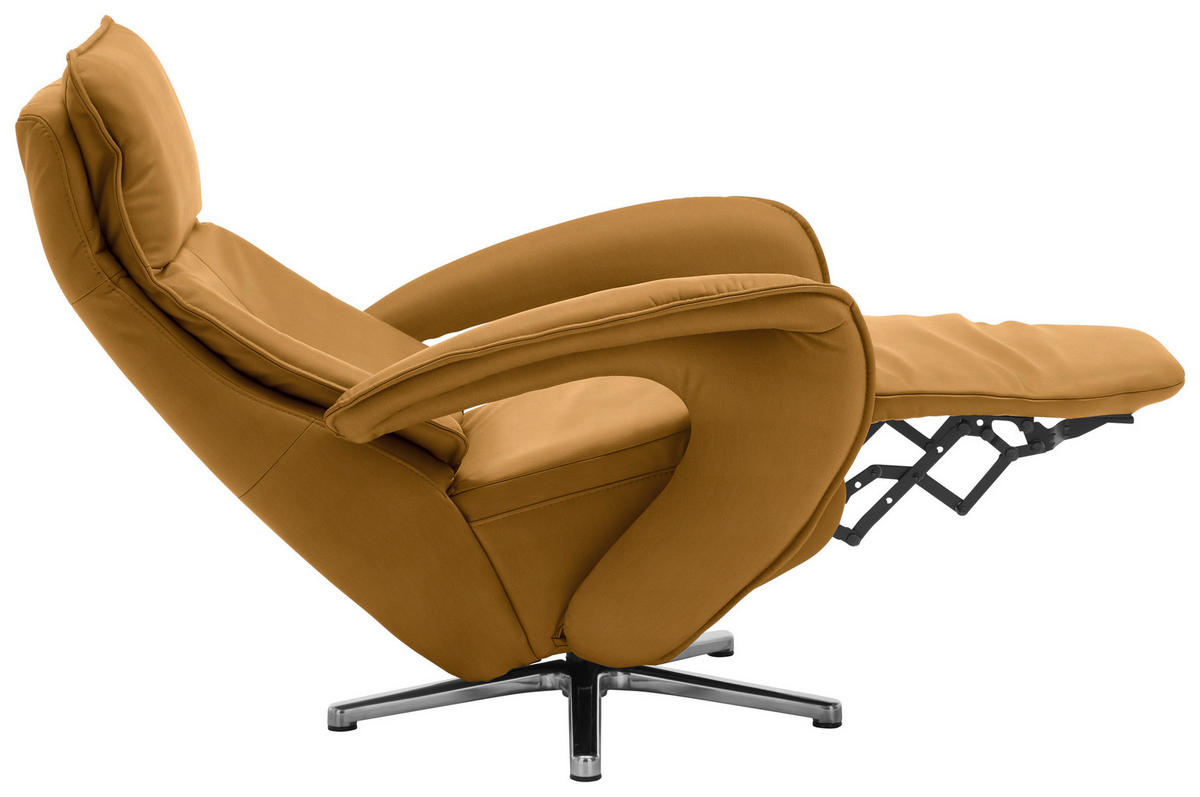 RELAXSESSEL in Leder Gelb  - Edelstahlfarben/Gelb, Design, Leder/Metall (77/110/87cm) - Valdera