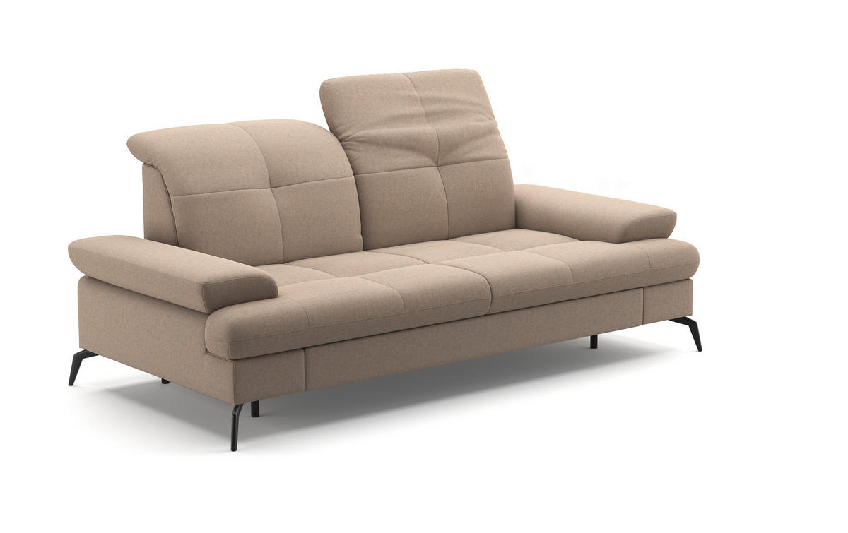 2,5-SITZER in Flachgewebe Taupe  - Taupe/Schwarz, Konventionell, Textil/Metall (202/90/122cm) - Sit & More