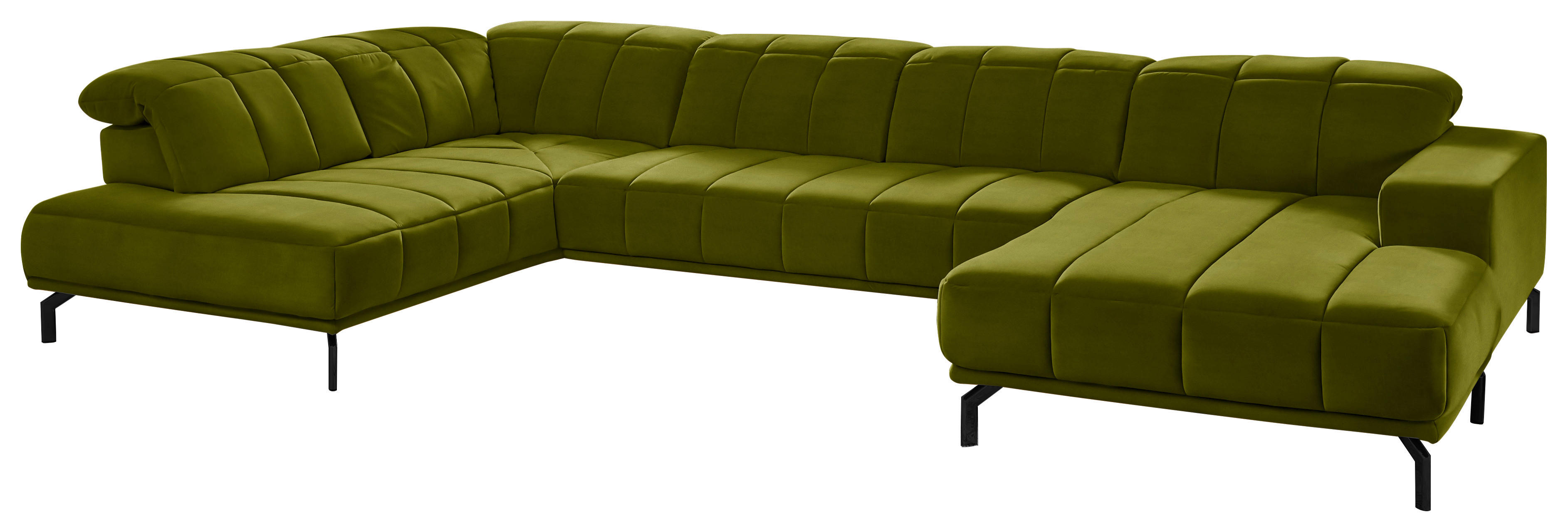 SAROKGARNITÚRA textil zöld  - fekete/zöld, Design, textil/fém (219/383/195cm) - Beldomo Style