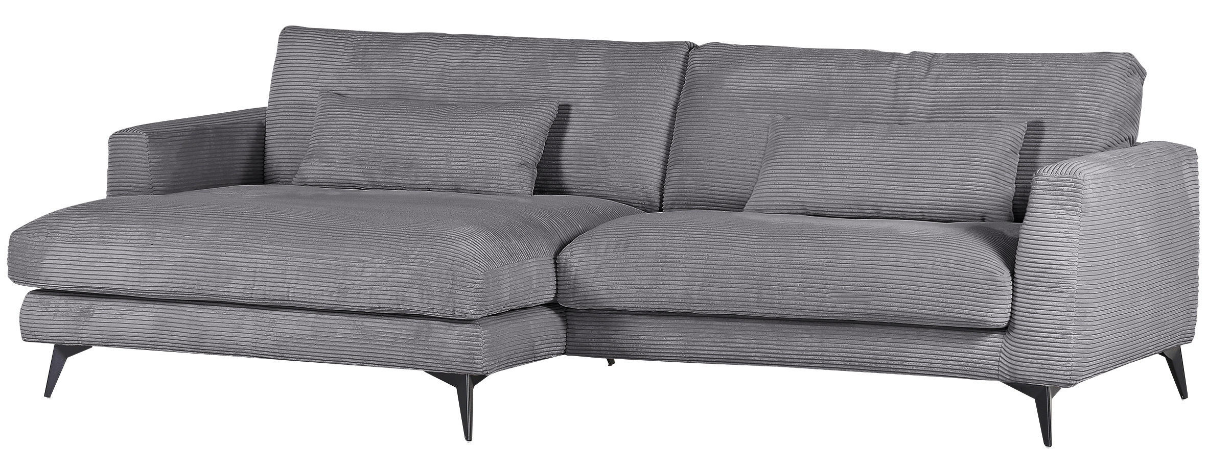 ECKSOFA Dunkelgrau Cord  - Dunkelgrau/Schwarz, LIFESTYLE, Textil/Metall (140/270cm) - Landscape