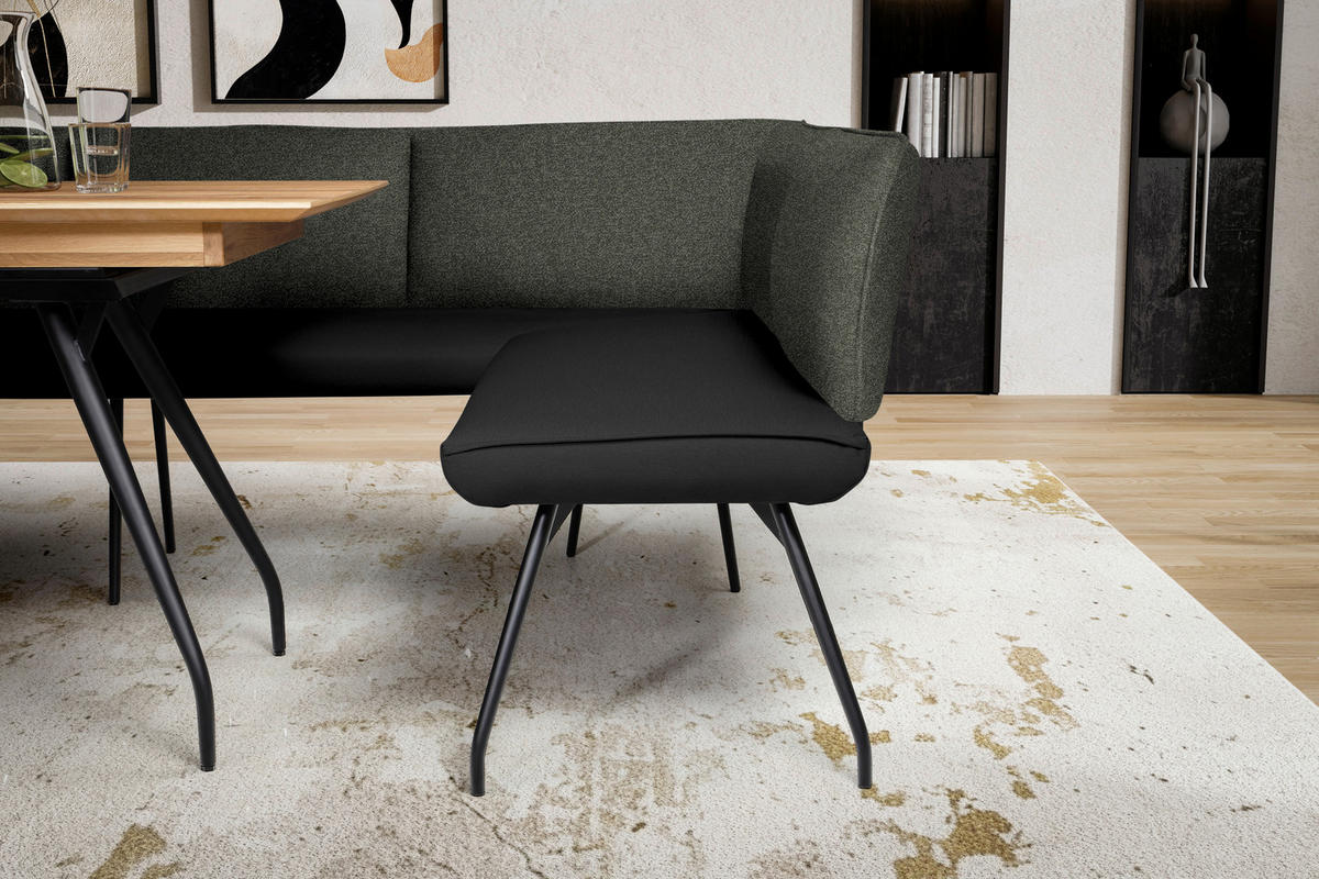 ECKBANK 165/225 cm  in Schwarz  - Schwarz, Design, Textil/Metall (165/225cm) - Moderano