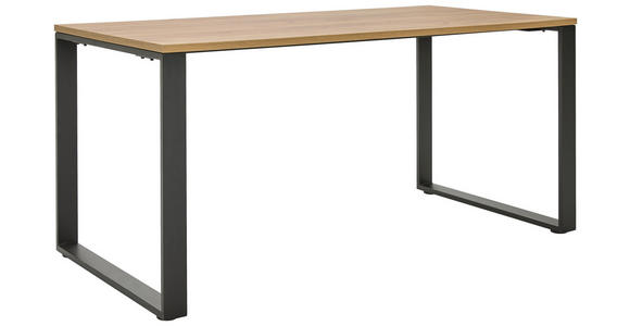 SCHREIBTISCH 160/80/75 cm  in Schwarz, Eichefarben  - Eichefarben/Schwarz, MODERN, Holzwerkstoff/Metall (160/80/75cm) - Novel