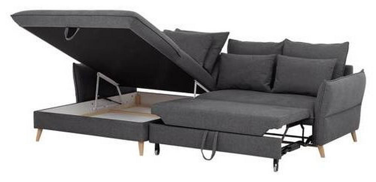 ECKSCHLAFSOFA in Grau  - Buchefarben/Grau, Design, Holz/Textil (170/274cm) - Livetastic
