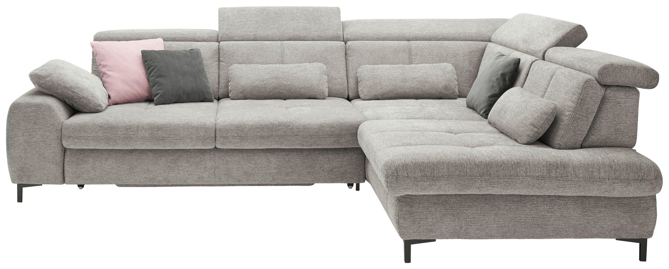 ECKSOFA Grau Webstoff  - Schwarz/Grau, KONVENTIONELL, Textil/Metall (314/220cm) - SetOne by Musterring