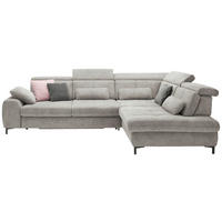 ECKSOFA Grau Webstoff  - Schwarz/Grau, KONVENTIONELL, Textil/Metall (314/220cm) - SetOne by Musterring