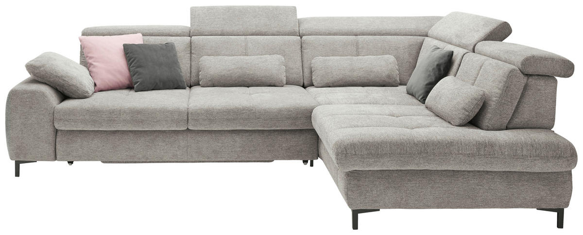 ECKSOFA Grau Webstoff  - Schwarz/Grau, KONVENTIONELL, Textil/Metall (314/220cm) - SetOne by Musterring