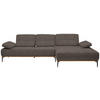 ECKSOFA in Flachgewebe Graubraun  - Graubraun/Schwarz, Natur, Holz/Textil (314/176cm) - Valnatura