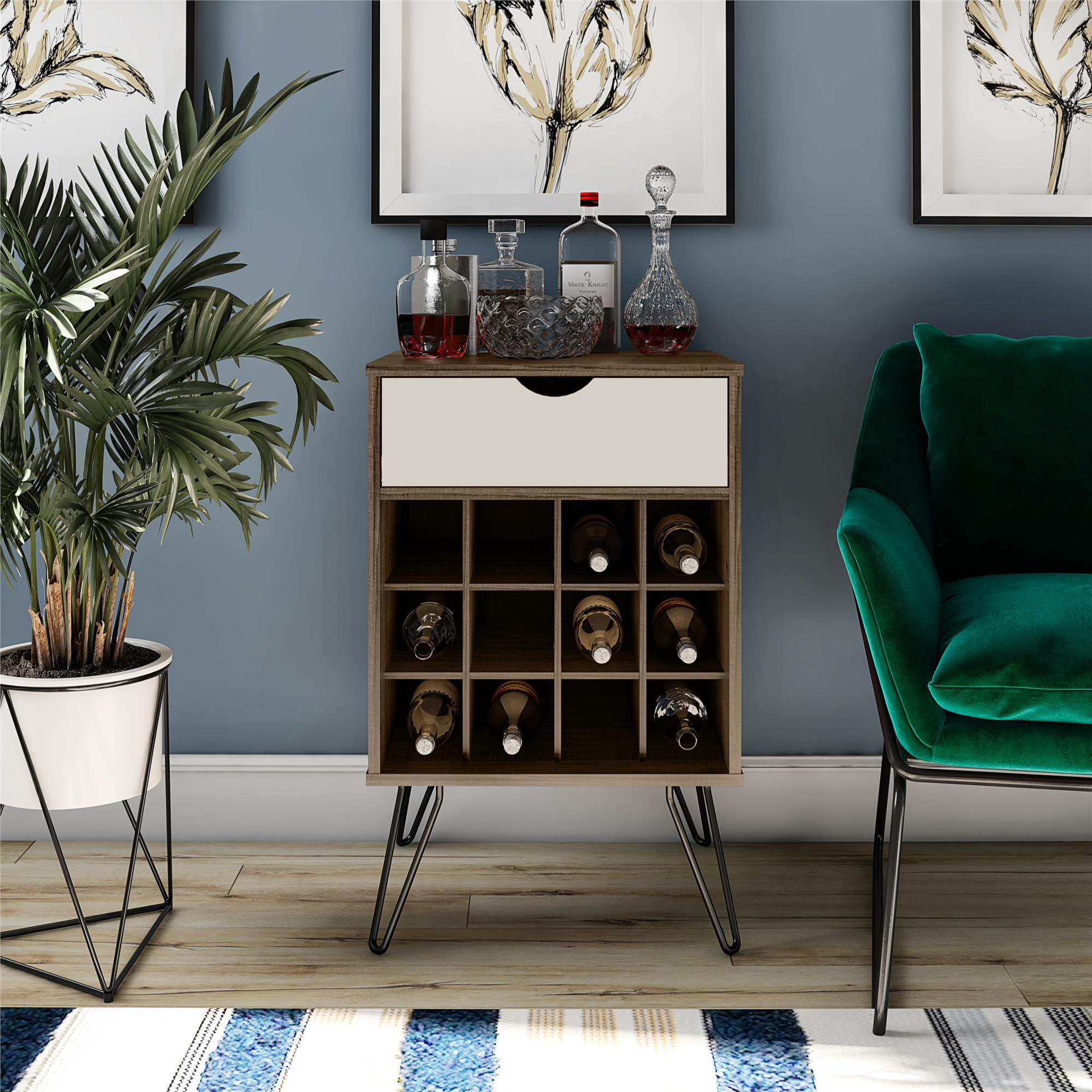 WEINREGAL  - Eichefarben/Dunkelbraun, Design, Holzwerkstoff/Metall (51/80/45cm) - MID.YOU