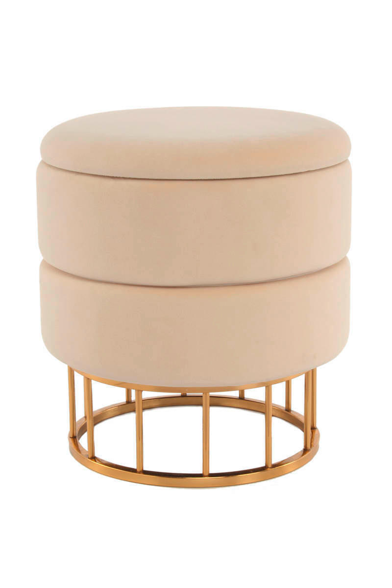 HOCKER Samt Goldfarben, Beige  - Beige/Goldfarben, Basics, Kunststoff/Textil (37,5/41/37,5cm) - Kayoom