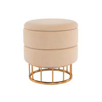 HOCKER Samt Goldfarben, Beige  - Beige/Goldfarben, Basics, Kunststoff/Textil (37,5/41/37,5cm) - Kayoom