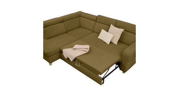 ECKSOFA inkl. Funktionen Olivgrün Samt - Olivgrün, Natur, Holz/Textil (206/261cm) - Venda