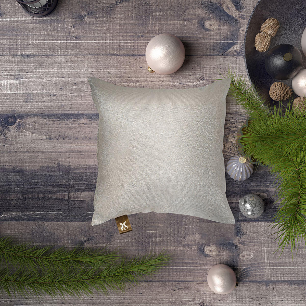 JASTUČNICA   40/40 cm  CHRIS EXCLUSIVE  - srebrne boje/bež, Konvencionalno, tekstil (40/40cm) - X-Mas