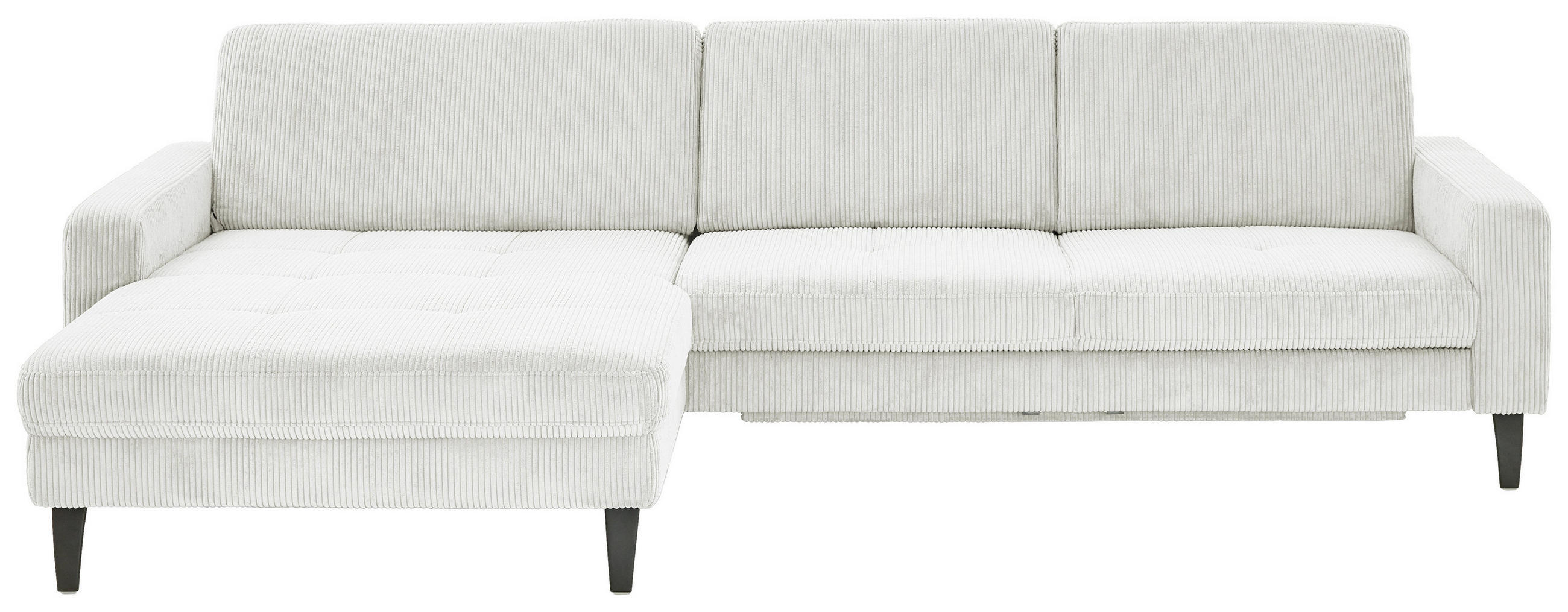 ECKSOFA in Cord Creme  - Creme/Schwarz, Modern, Textil/Metall (177/302cm) - Beldomo Style