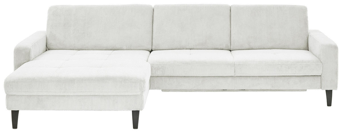 ECKSOFA in Cord Creme  - Creme/Schwarz, Modern, Textil/Metall (177/302cm) - Beldomo Style