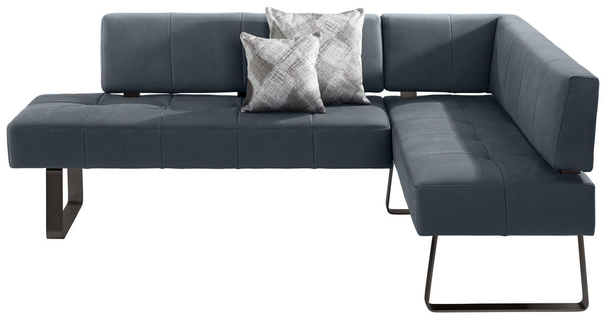 ECKBANK 227/165 cm Mikrofaser Schwarz, Dunkelblau, Blaugrau   - Blaugrau/Schwarz, Design, Textil/Metall (227/165cm) - Moderano