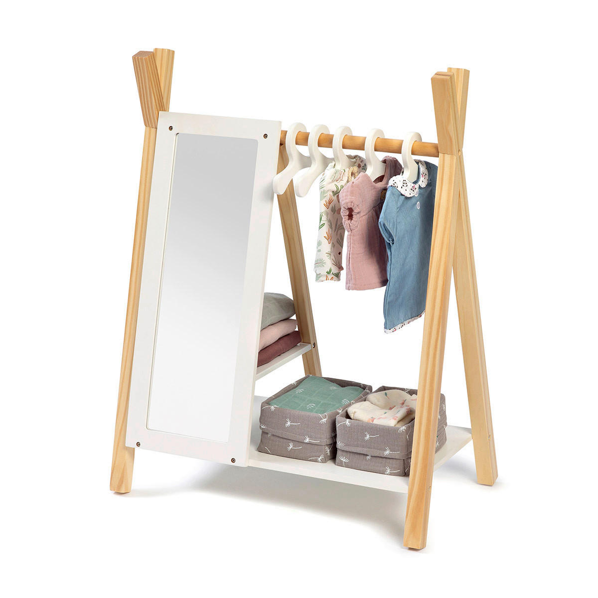 PUPPENKLEIDERSCHRANK VIOLA  - Naturfarben/Weiß, Basics, Holz (50/30/65cm) - MUSTERKIND