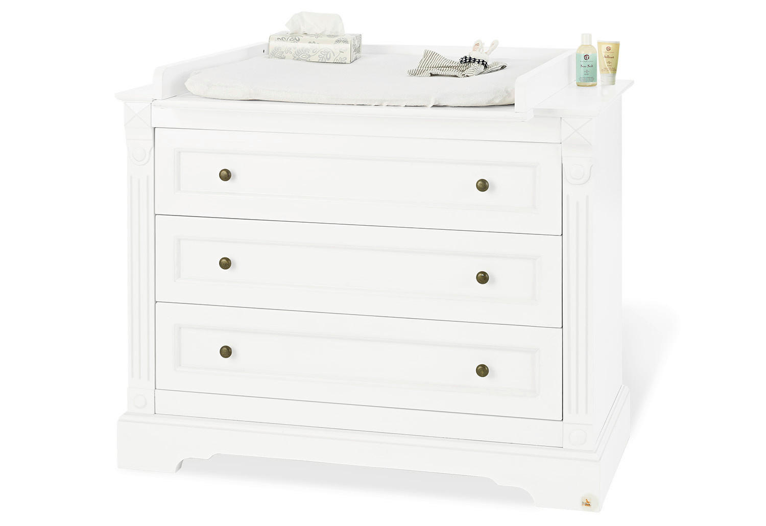 WICKELKOMMODE PINOLINO EMILIA Weiß  - Anthrazit/Weiß, ROMANTIK / LANDHAUS, Holzwerkstoff/Metall (119/101/78 bzw 58cm) - Pinolino