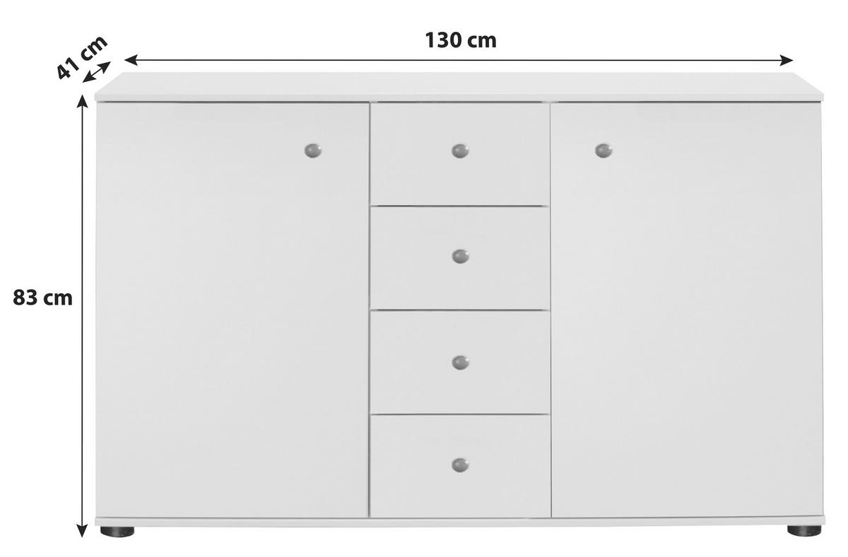 SIDEBOARD  130/83/41 cm 4 Schublade(n)  - Schwarz/Weiß, KONVENTIONELL, Holzwerkstoff/Kunststoff (130/83/41cm) - Boxxx