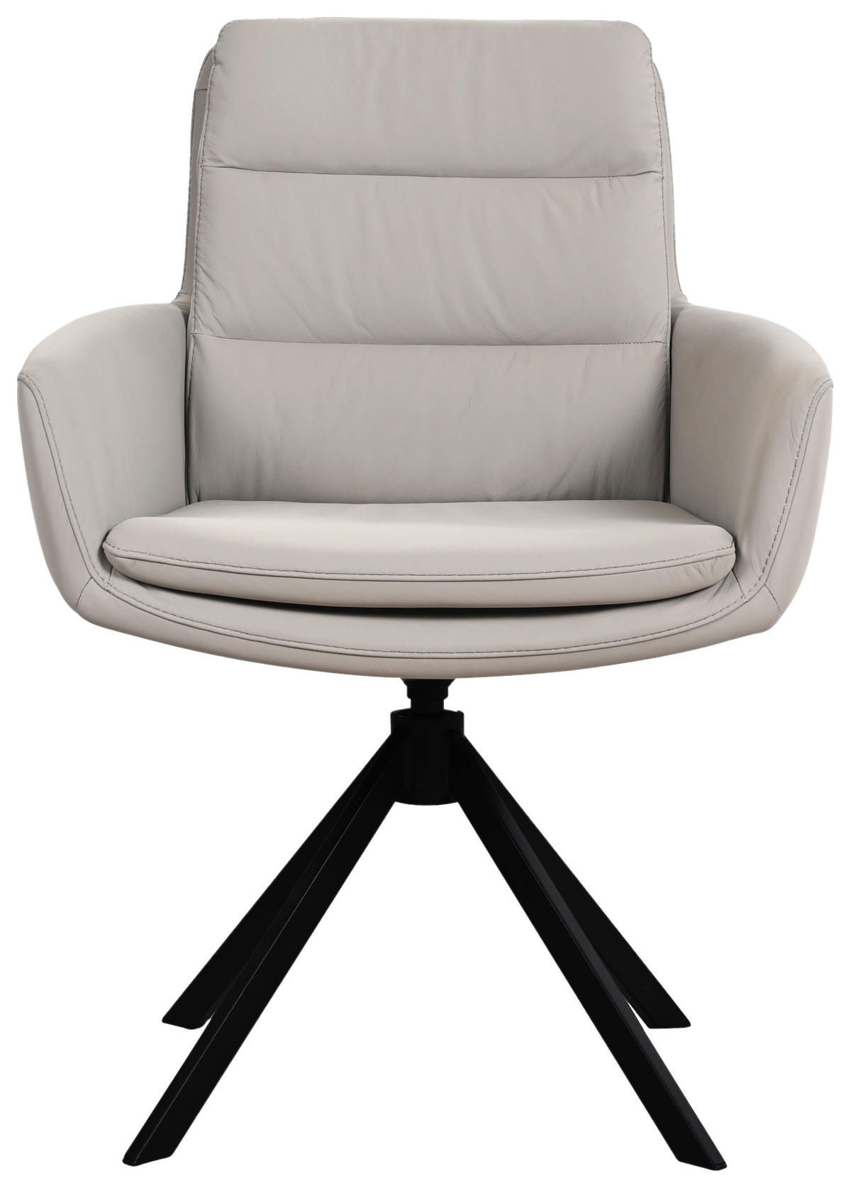 ARMLEHNSTUHL  Sitzfläche 360° drehbar, automatische Rückholfunktion  Echtleder  Taupe  - Taupe/Schwarz, Design, Leder/Metall (62,5/86,5/66,5cm) - Dieter Knoll
