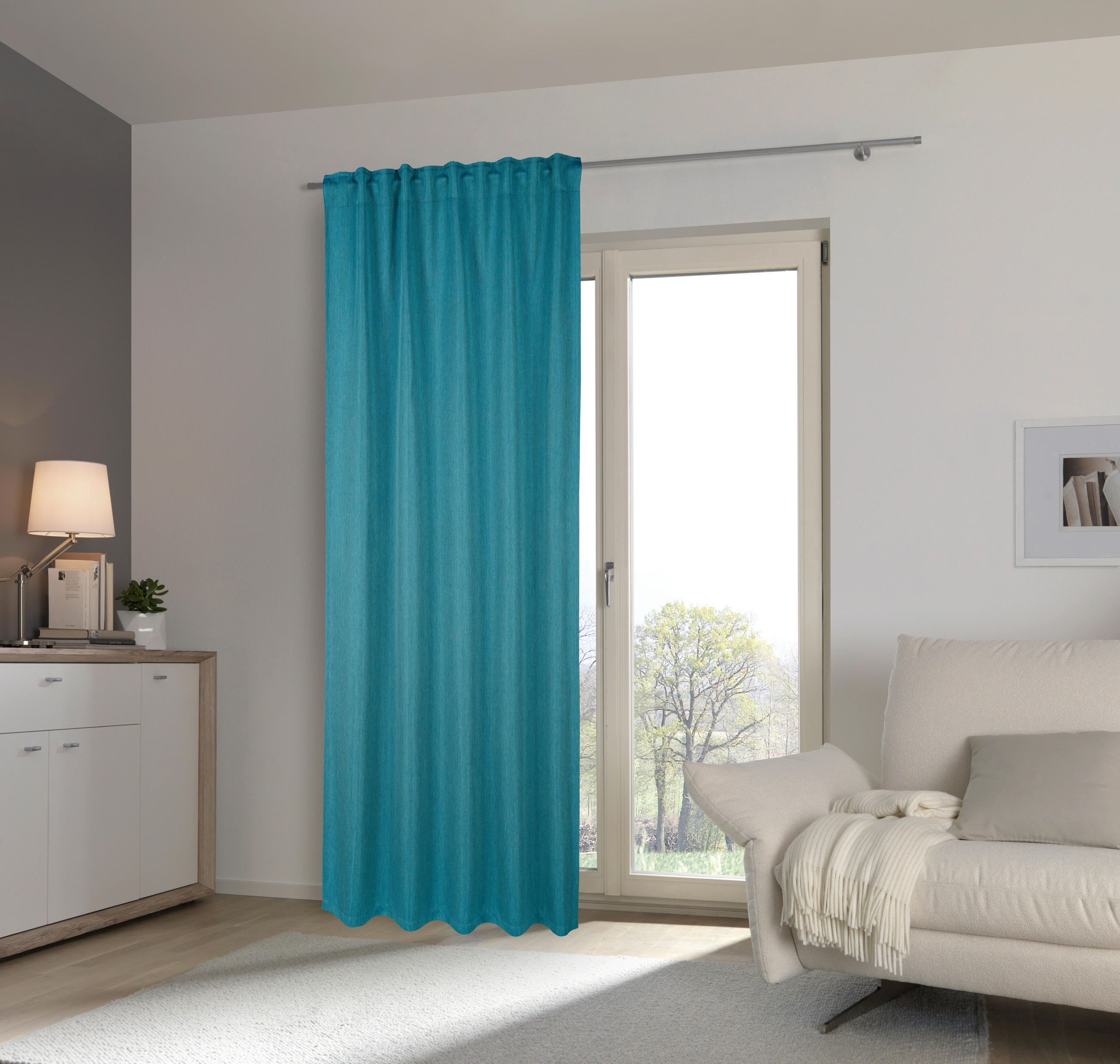 WÄRMESCHUTZVORHANG MILTON Verdunkelung 140/245 cm   - Petrol, Basics, Textil (140/245cm) - Esposa
