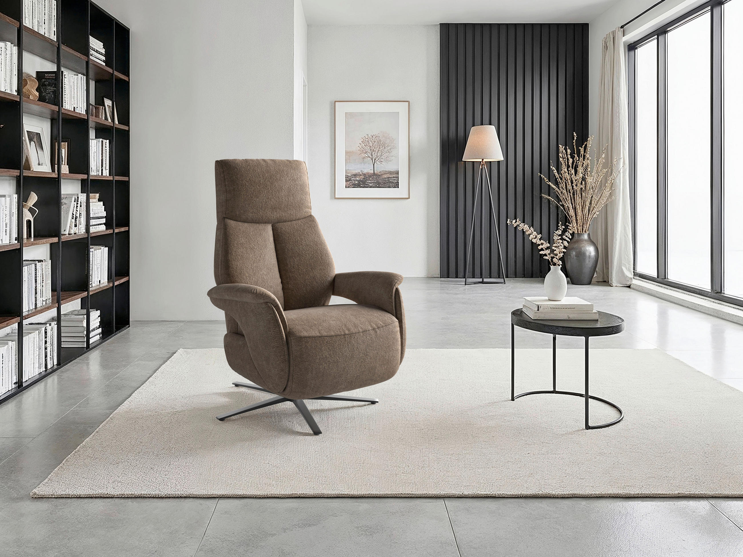 RELAXSESSEL Textil Braun  - Schwarz/Braun, Basics, Textil/Metall (75/110/85cm) - Sit & More