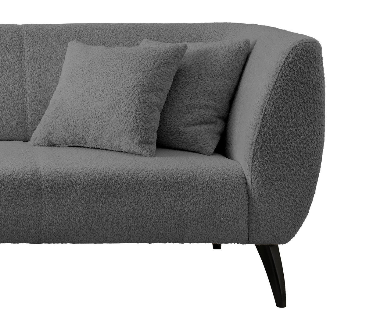 ECKSOFA in Bouclé Anthrazit  - Anthrazit/Schwarz, Modern, Holz/Textil (160/264cm) - MID.YOU