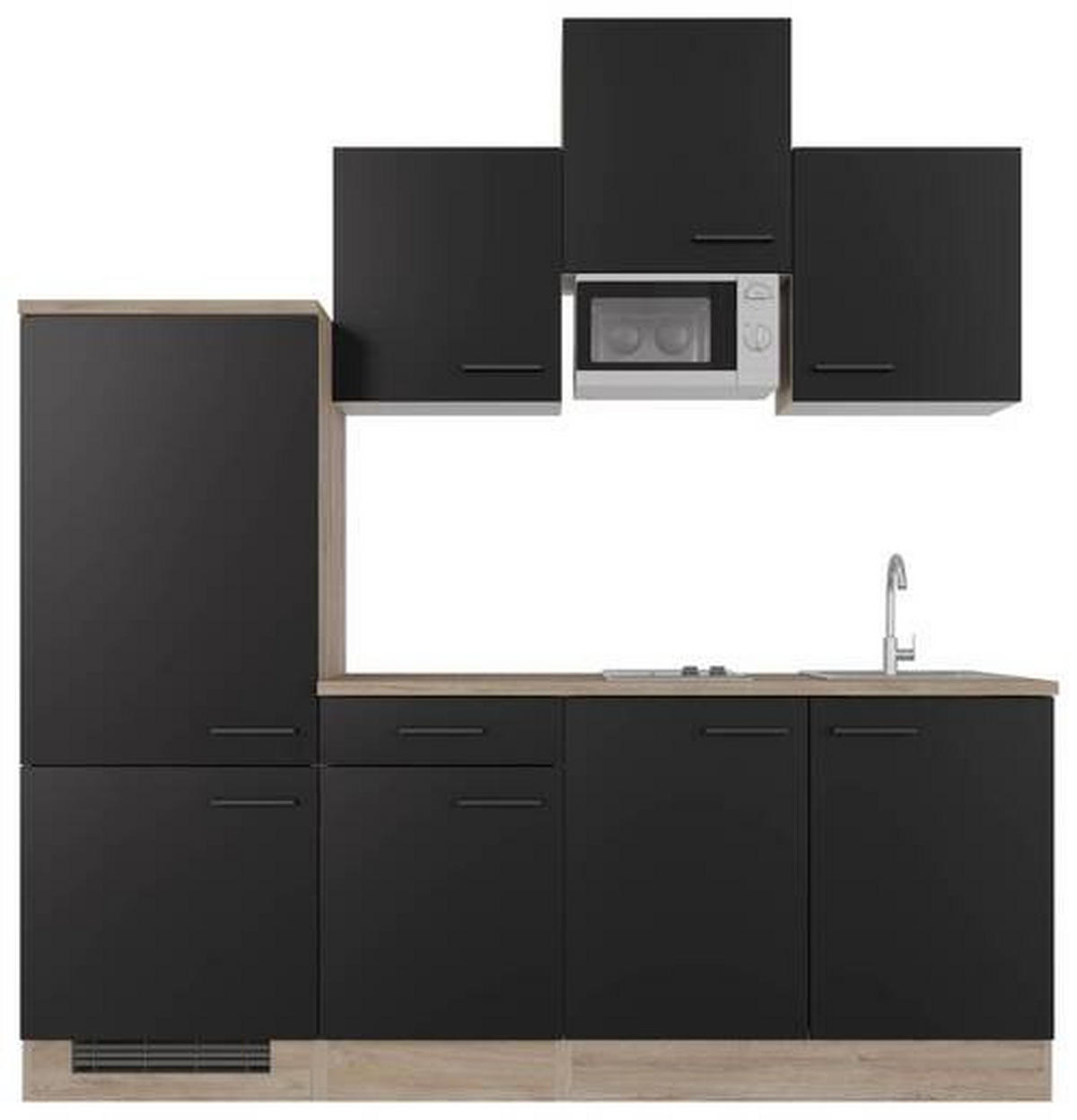 KUCHYNSKÁ LINKA CAPRI 210 - čierna/farba duba, Modern, kov/kompozitné drevo (210cm) - FlexWell