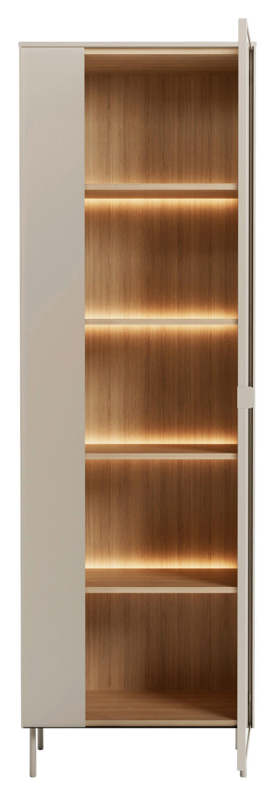 VITRINE Eichefarben, Kaschmir  - Kaschmir/Eichefarben, Modern, Glas/Holzwerkstoff (63/197/41cm) - Carryhome