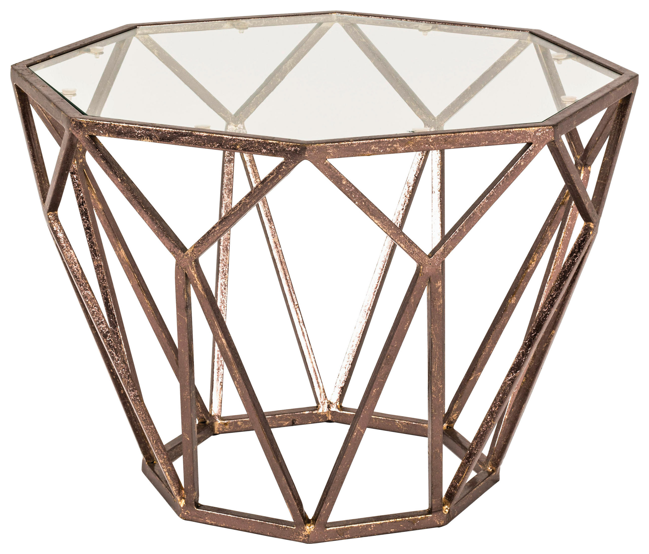 POMOĆNI STOLIĆ brončane boje  metal, staklo   - brončane boje, Design, staklo/metal (55/55/38cm)
