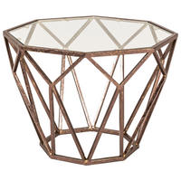 BEISTELLTISCH 55/55/38 cm Bronzefarben achteckig  - Bronzefarben, Design, Glas/Metall (55/55/38cm)
