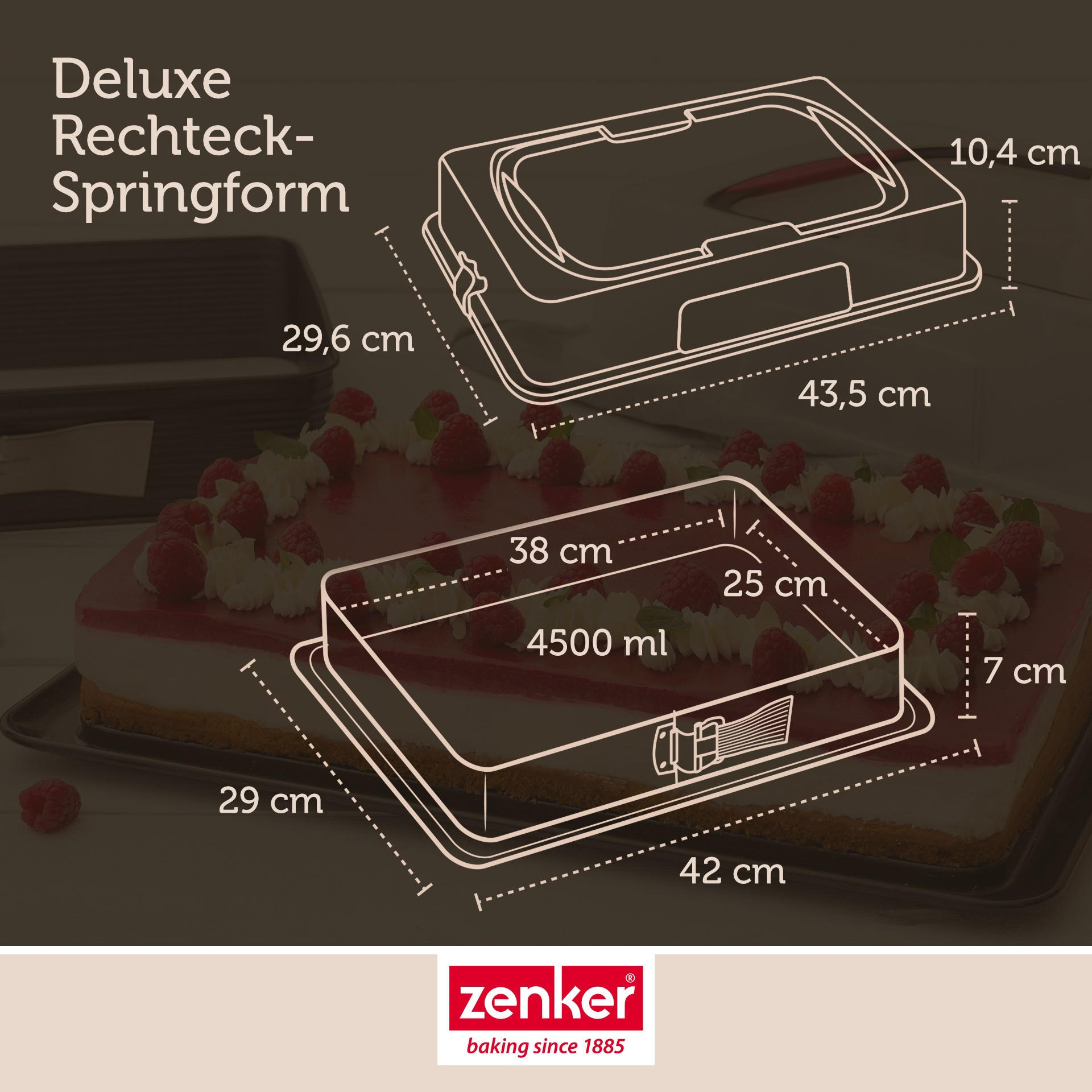 Thumbnail - Zenker Springform Deluxe, Schwarz, Metall, rechteckig, 29.6x10.4x43.5 cm, antihaftbeschichtet, Backen, Backformen, Sprin...