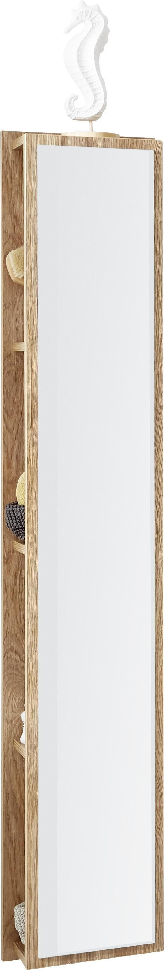 BADEZIMMERREGAL 30/160/15 cm  - Eichefarben, KONVENTIONELL, Glas/Holzwerkstoff (30/160/15cm) - Novel