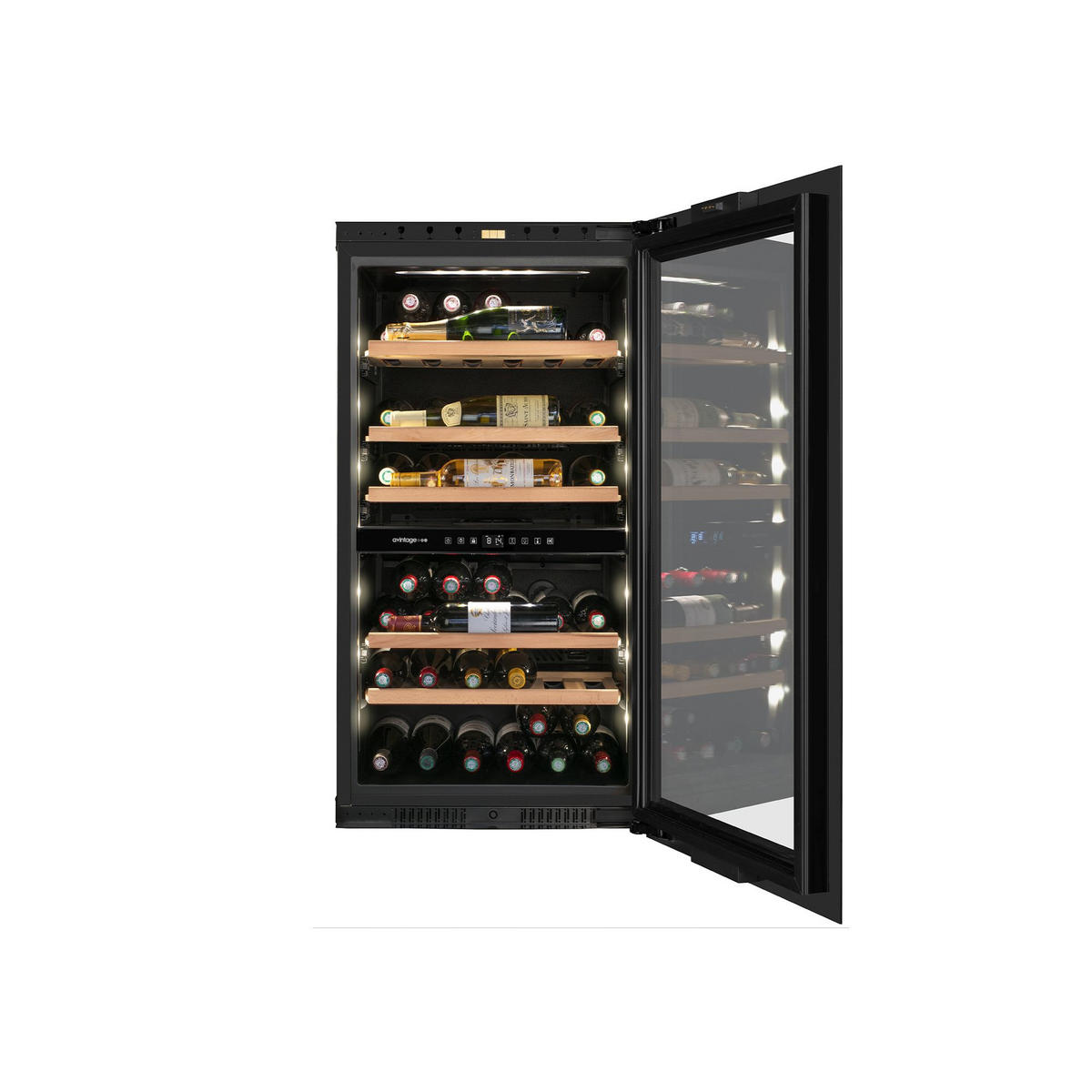 WEINKÜHLSCHRANK AVI105PLATINUM  - Schwarz, Basics, Glas/Holz (59,0/105,5/56,5cm)