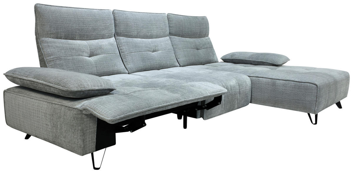 ECKSOFA Hellgrau Chenille  - Hellgrau/Schwarz, Design, Kunststoff/Textil (314/162cm) - Livetastic