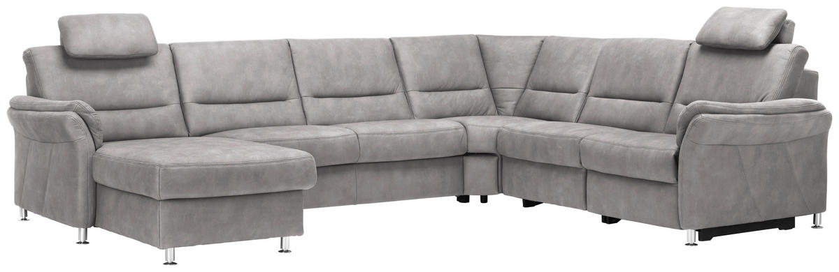 WOHNLANDSCHAFT in Mikrofaser Ecru  - Ecru/Alufarben, Konventionell, Textil/Metall (173/330/262cm) - Beldomo System