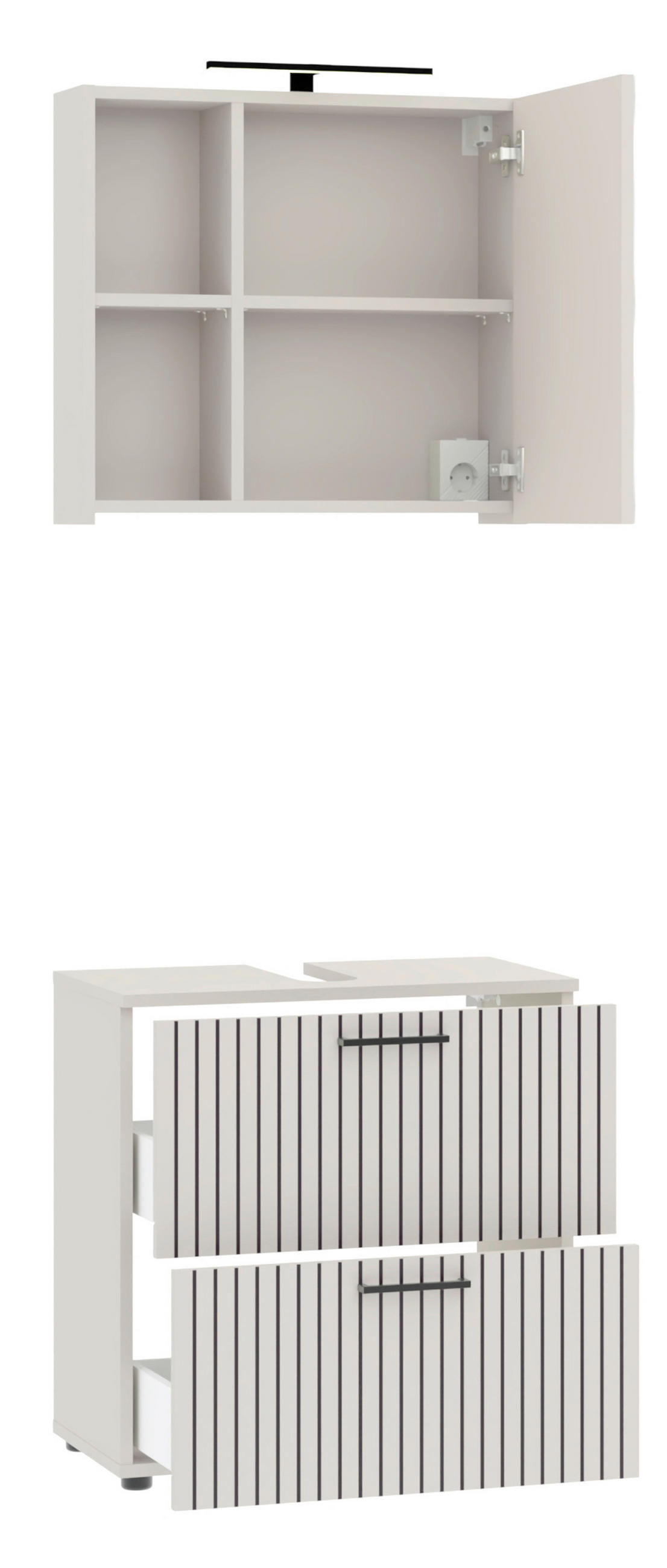 BADEZIMMER  in 60 cm  - Kaschmir/Schwarz, Trend, Glas/Holzwerkstoff (60cm) - Respekta
