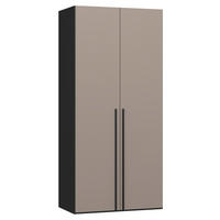 DREHTÜRENSCHRANK 102/220/59 cm,  in Schwarz, Hellbraun, 2-türig  - Hellbraun/Schwarz, Design, Glas/Holzwerkstoff (102/220/59cm) - Jutzler