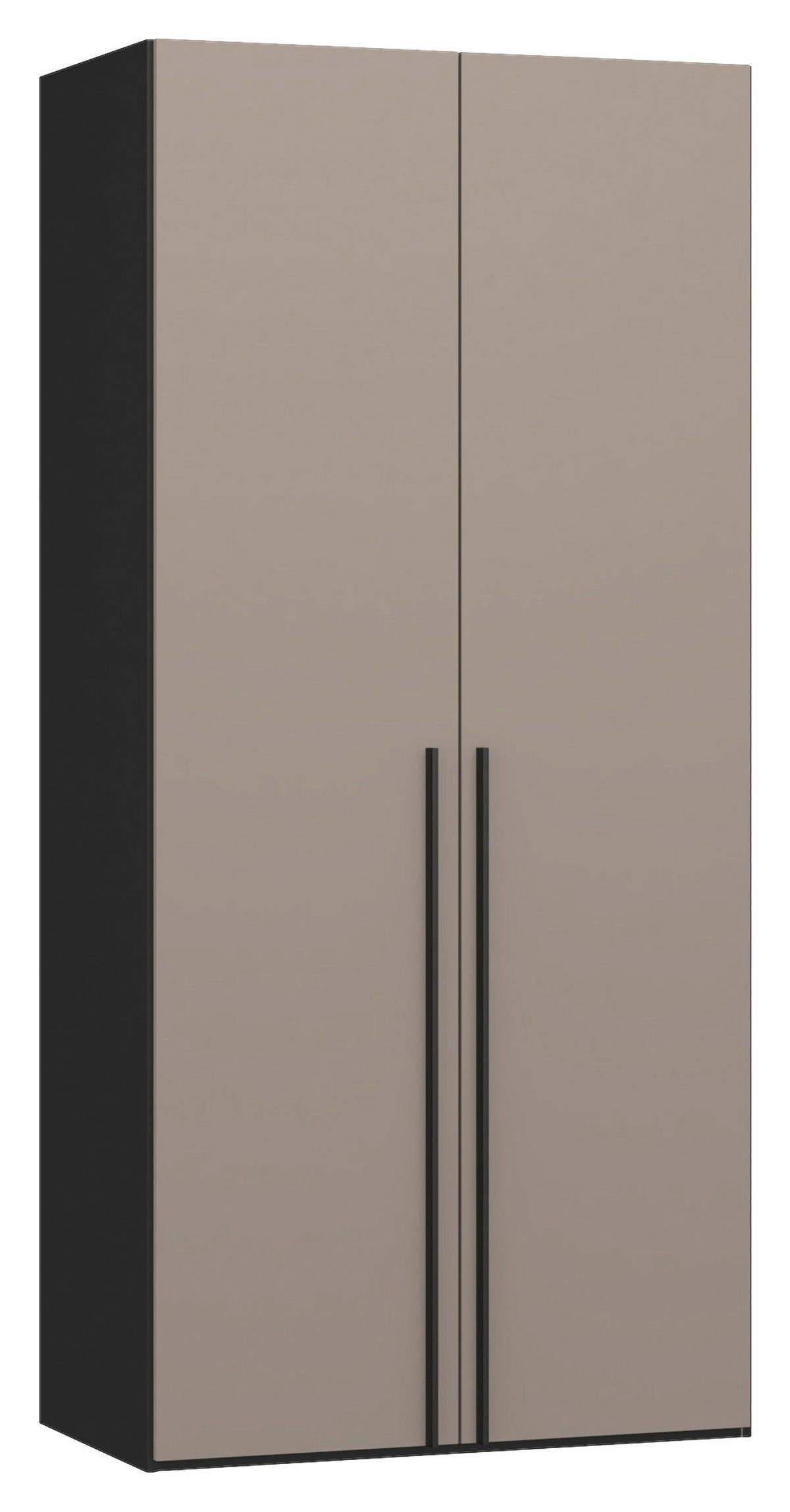 DREHTÜRENSCHRANK 102/220/59 cm,  in Schwarz, Hellbraun, 2-türig  - Hellbraun/Schwarz, Design, Glas/Holzwerkstoff (102/220/59cm) - Jutzler